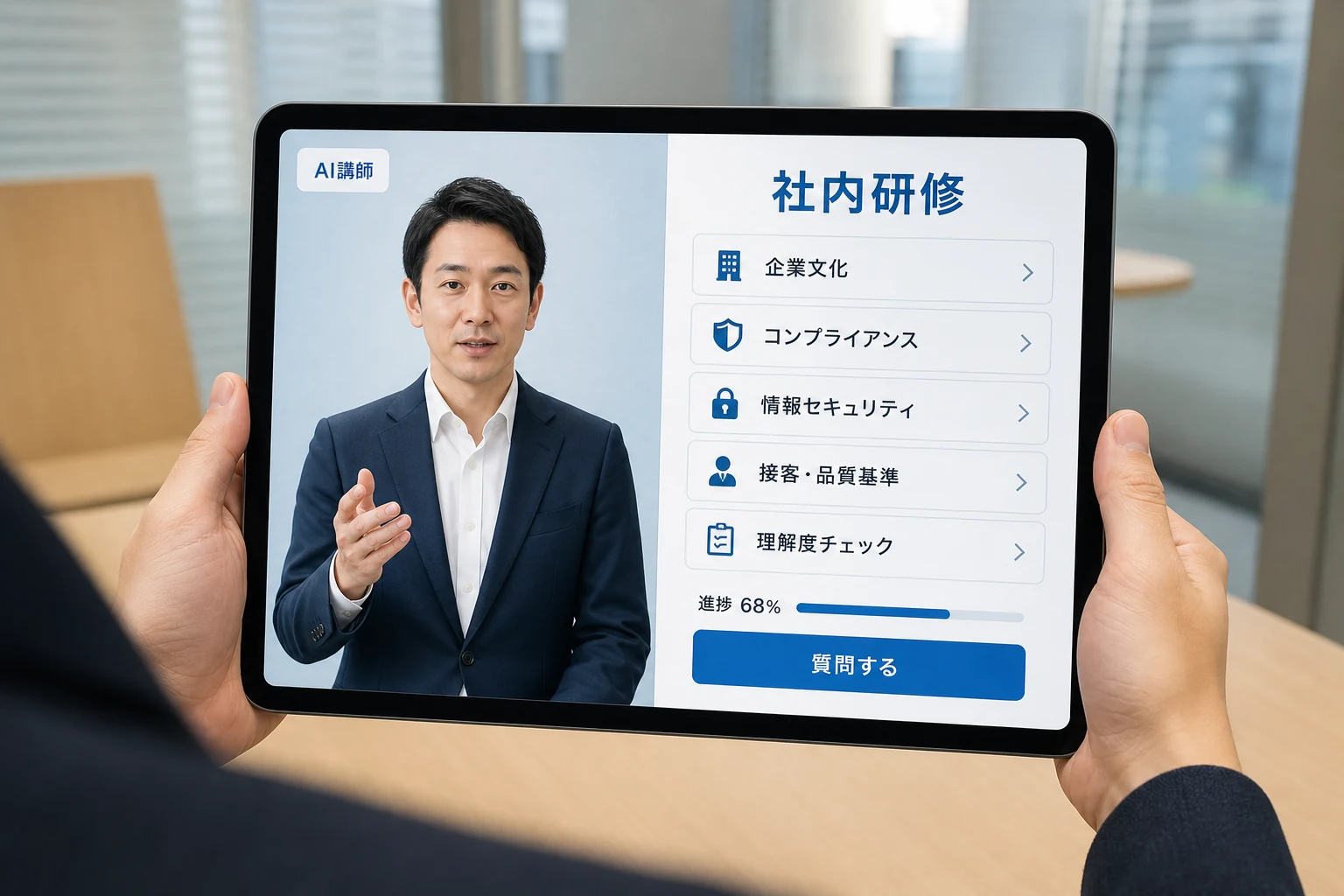 企業ナレッジと社内研修アシスタントの活用イメージ
